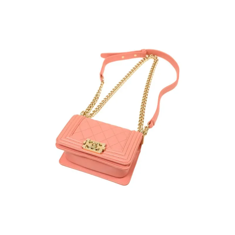 CHANEL 22SS Embossed Calfskin With Grains Lipstick Bag Handbag Shoulder Bag Crossbody Bag Mini Women's Pink-3