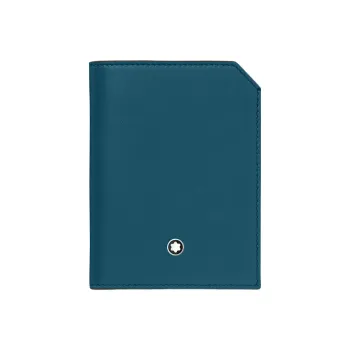 MONTBLANC Calfskin Wallet Mini Men's Lake Blue