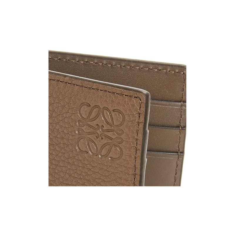 LOEWE Soft Grain Cow Leather Card Holder Men's Winter Brown-4