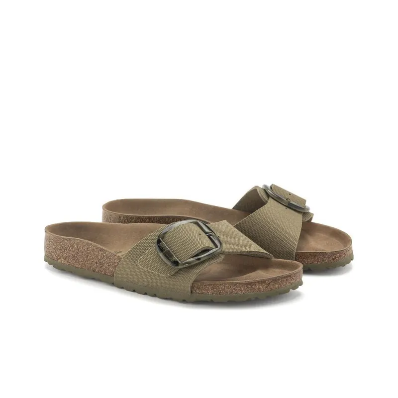 Birkenstock Madrid Vegan Big Buckle Textile Narrow Fit Sandals 'Faded Khaki' Women's-2