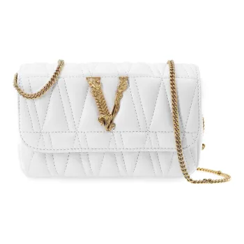 VERSACE Sheepskin Clutch, Crossbody Bag Regular Women's White