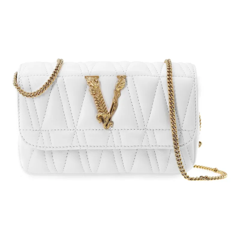 VERSACE Sheepskin Clutch, Crossbody Bag Regular Women's White-0
