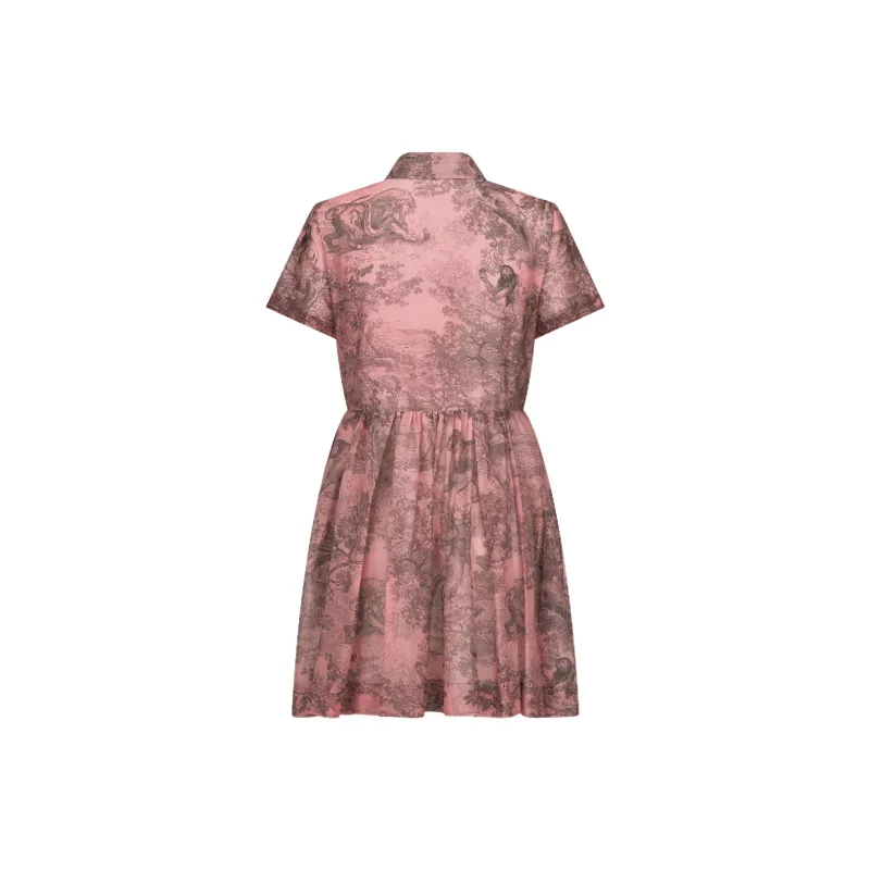 DIOR Short Sleeved Dress Women's Pink-1