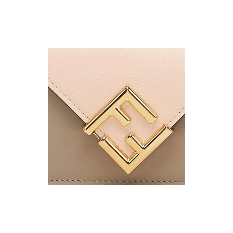 FENDI Leather Money Clip Card Holder Wallet Medium Size Women's Pink/Dove Gray-4
