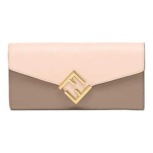 FENDI Leather Wallet Women's Pink/Gray