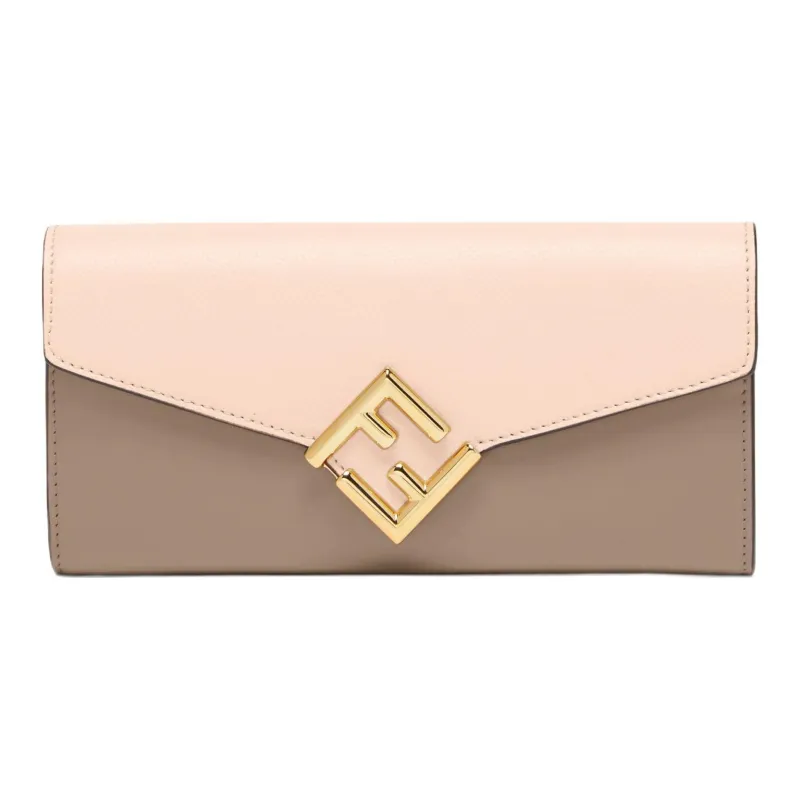 FENDI Leather Wallet Women's Pink/Gray-0