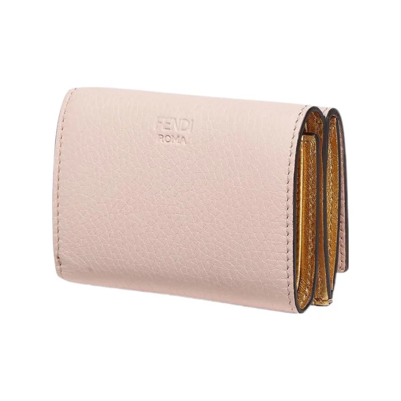FENDI Peekaboo Leather Money Clip Card Holder Wallet Women's Pink-1