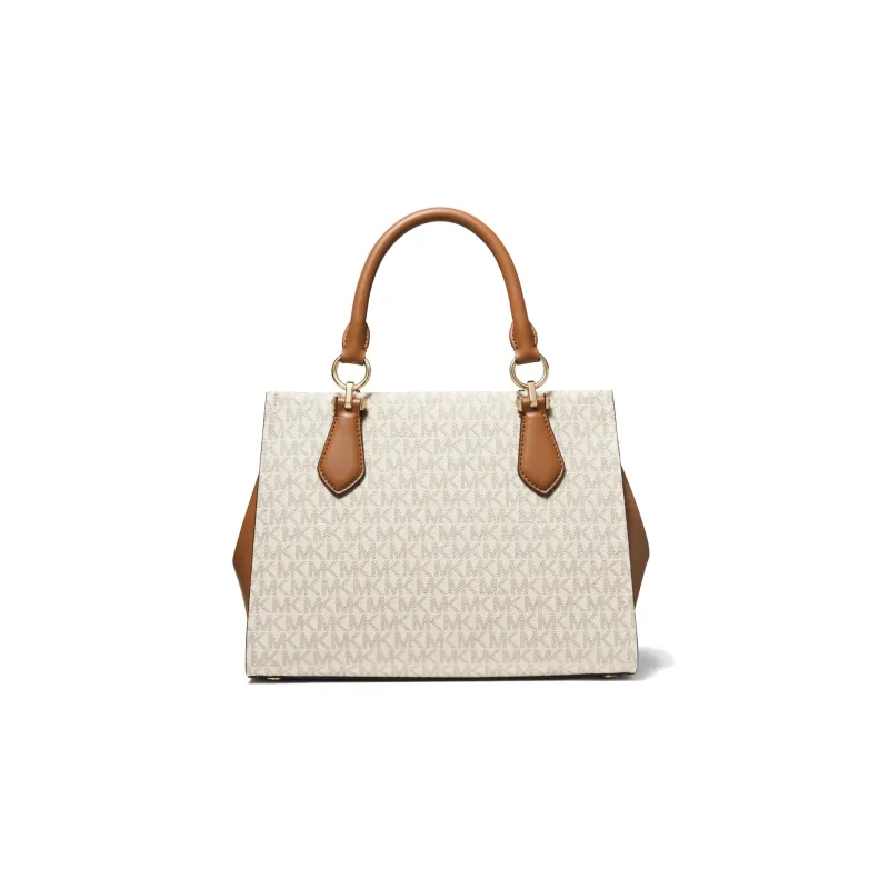 MICHAEL KORS MARILYN Leather Handbag Shoulder Bag Crossbody Bag Medium Size Women's White/Brown-1