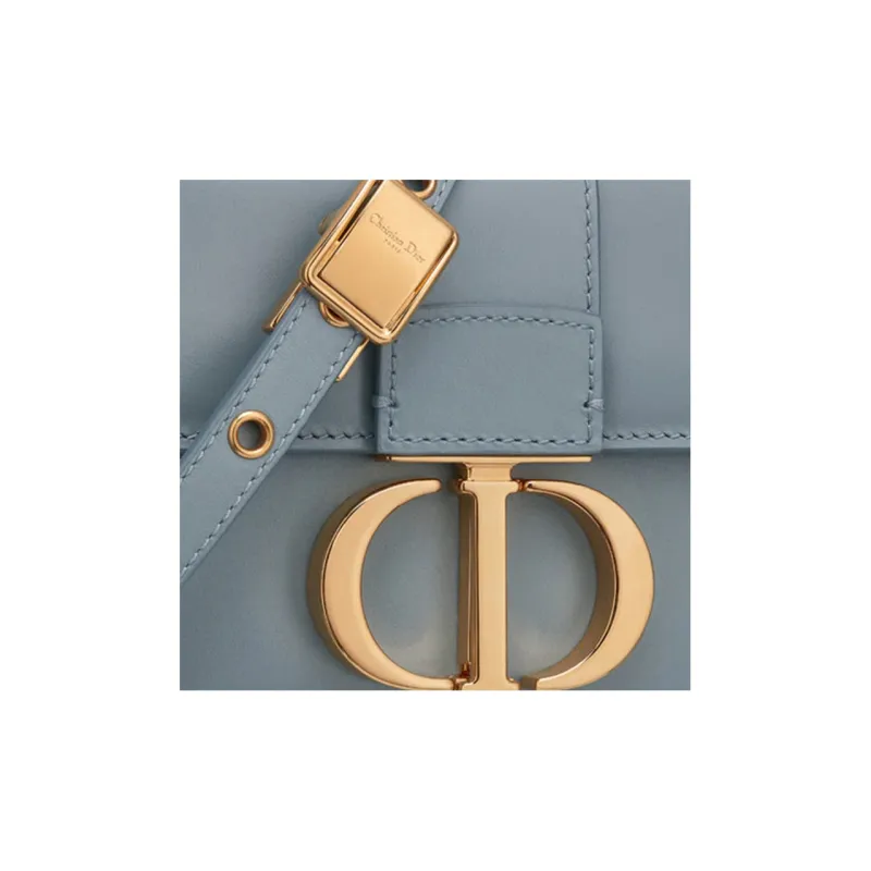 DIOR 30 Montaigne Collection Polished Calfskin Box Bag, Crossbody Bag, Shoulder Bag Women's Blue Gray-5