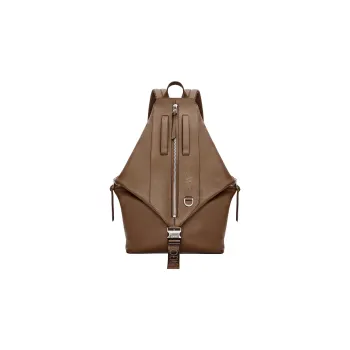 LOEWE Cow Leather With Textile Backpack Regular Men's Winter Brown