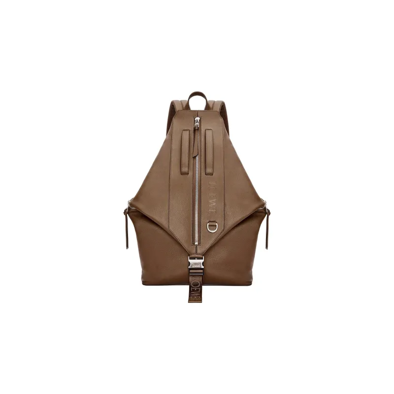 LOEWE Cow Leather With Textile Backpack Regular Men's Winter Brown-0