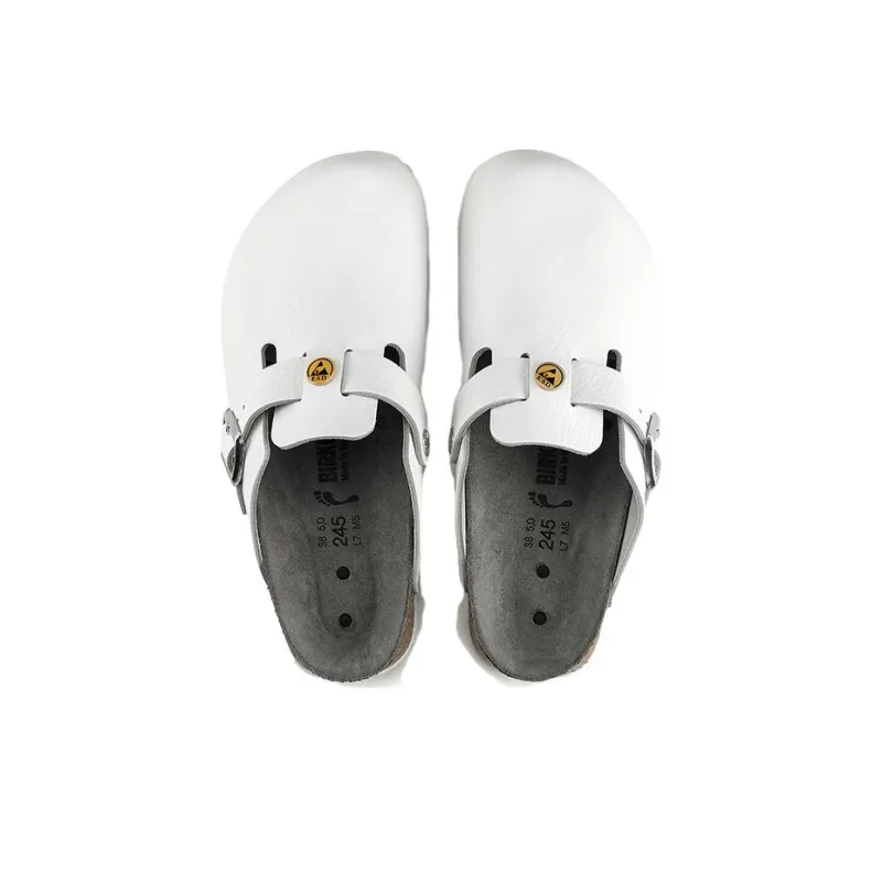 Birkenstock Boston Esd Natural Leather Narrow Fit Sandals 'White' Women's-3