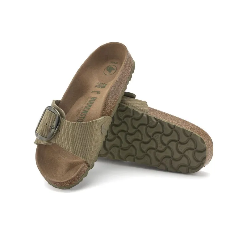 Birkenstock Madrid Vegan Big Buckle Textile Narrow Fit Sandals 'Faded Khaki' Women's-4
