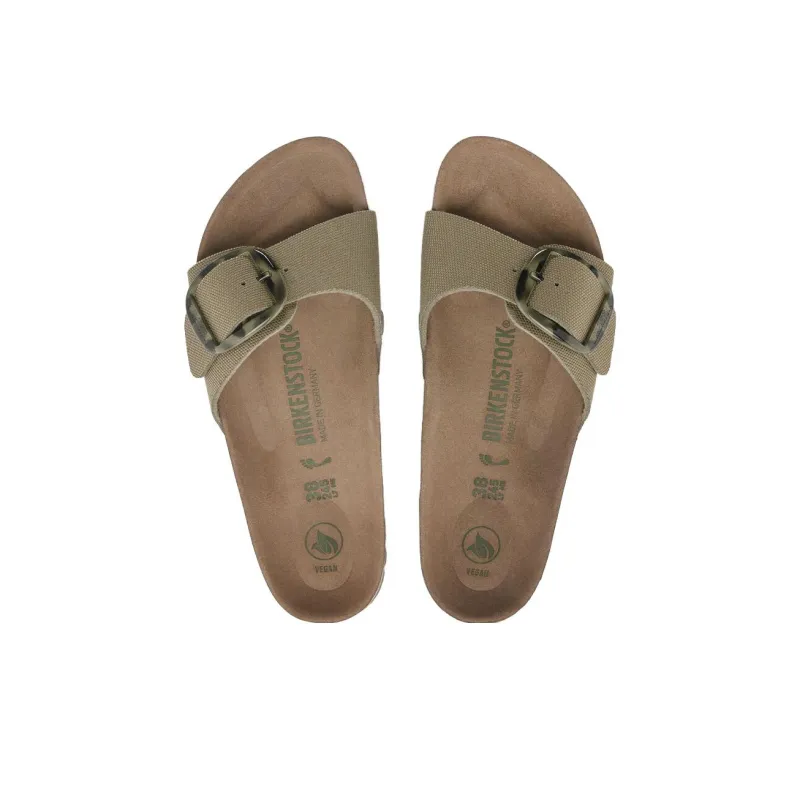 Birkenstock Madrid Vegan Big Buckle Textile Narrow Fit Sandals 'Faded Khaki' Women's-3