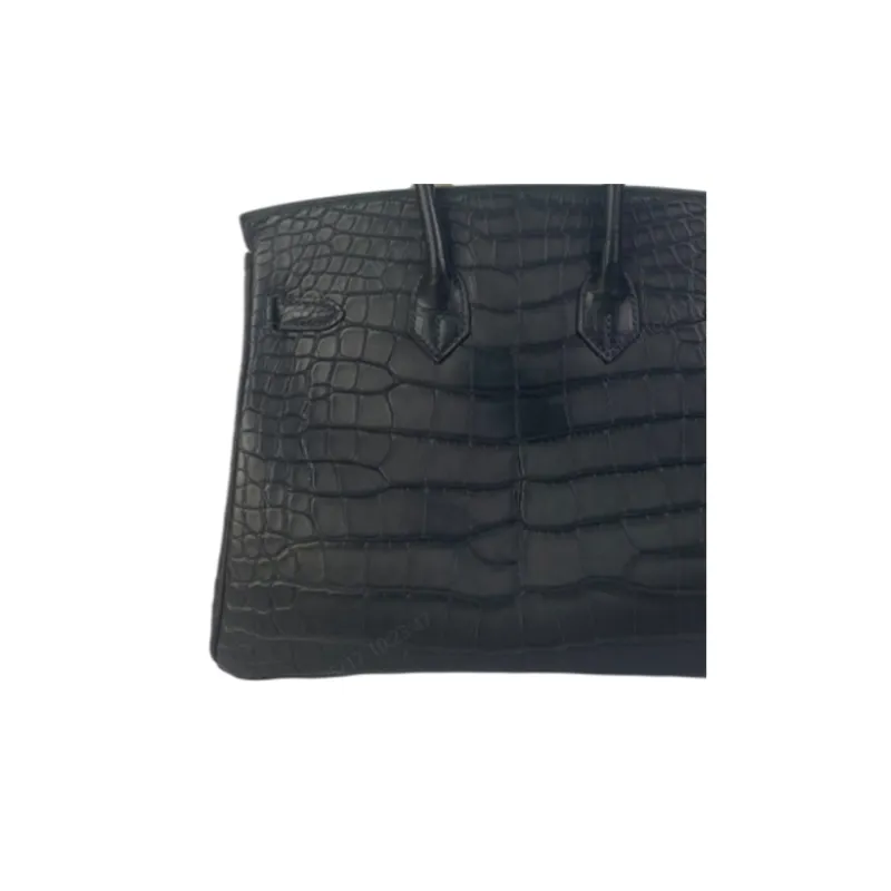 HERMES Birkin Matte Crocodile Leather Birkin Bag Handbags Women's Noir Black-3