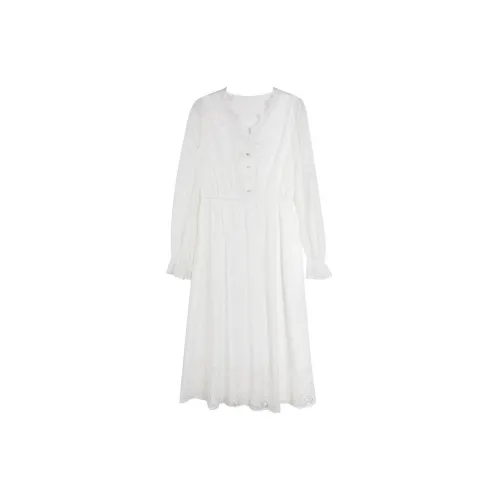 3COLOUR Long-Sleeved Dresses Women's White