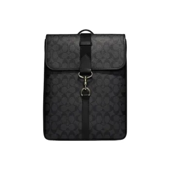 COACH Backpack Canvas With Leather Laptop Backpack Large Size Men's Black