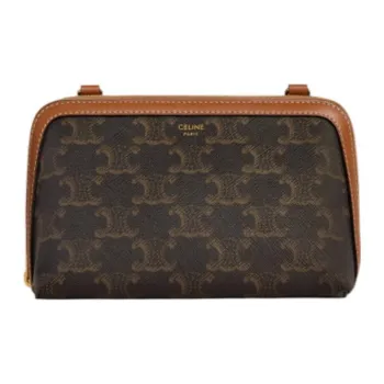 CELINE TriompheCANVAS Sheepskin Detail Chain Bag Shoulder Bag Crossbody Bag Regular Women's Tawny