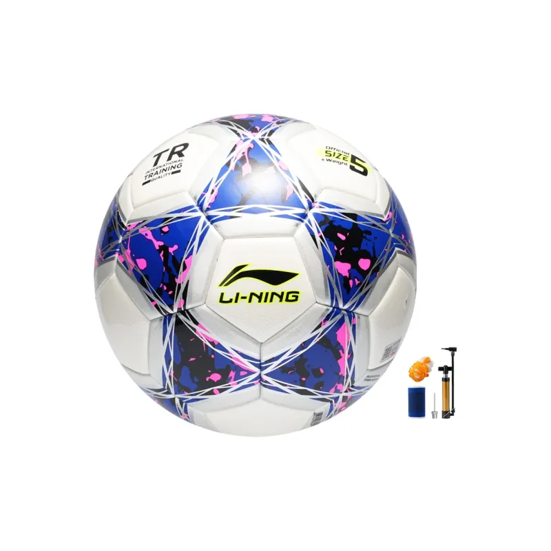 LiNing Size 5 Soccer Seamless Thermal bonding Unisex White Blue Pink-0