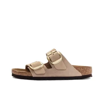 Birkenstock Arizona Big Buckle Nubuck Leather Narrow Fit Sandals 'Sandcastle' Women's