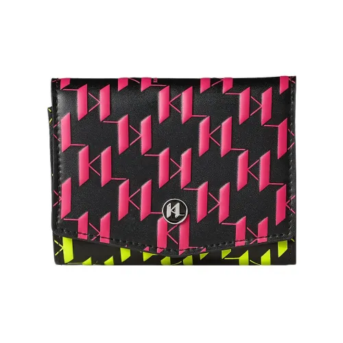 KARL LAGERFELD Cow Leather Wallet Women's Black/Multicolor