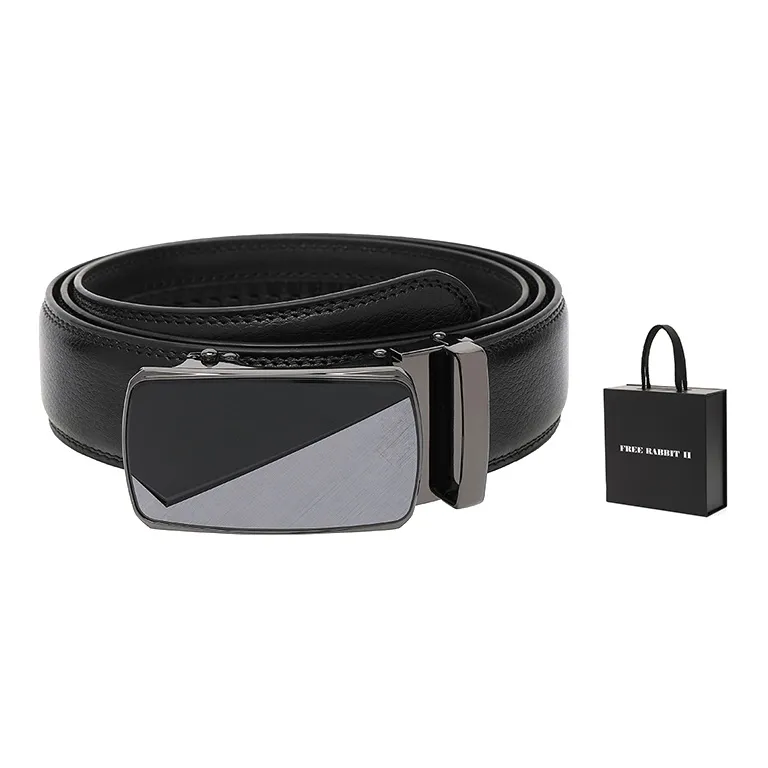 FREE RABBITⅡ Alloy Buckle Genuine Leather Automatic Buckle Leather Belts Men's 3.5cm-3