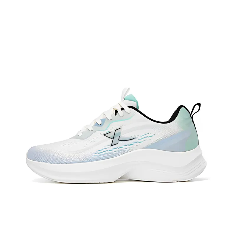 XTEP Cushioned Slip Resistant Abrasion Resistant Low Top Running Shoes Men's White Green Blue-0