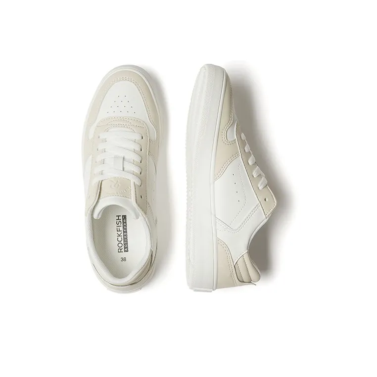 Rockfish Skateboard Shoes Women's Low Top White/Beige-2