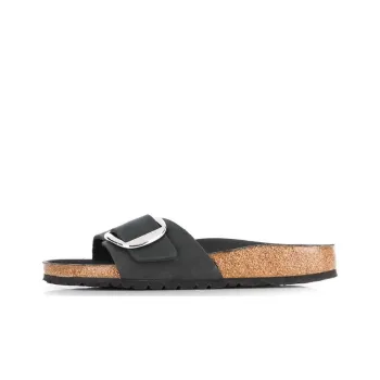 Birkenstock Madrid Big Buckle Oiled Leather Narrow Fit Sandals 'Black' Women's