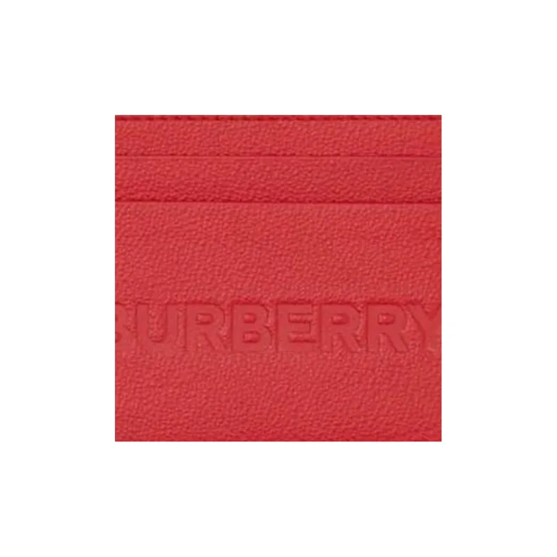 Burberry Grained Leather Card Clip Card Holder Women's Red-5