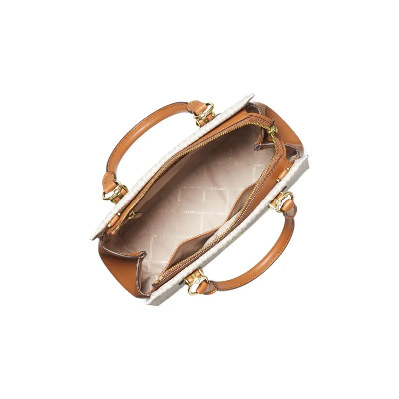 MICHAEL KORS MARILYN Leather Handbag Shoulder Bag Crossbody Bag Medium Size Women's White/Brown-3