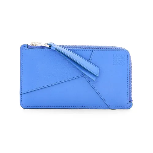 LOEWE Puzzle Cow Leather Card Holder Men's Blue