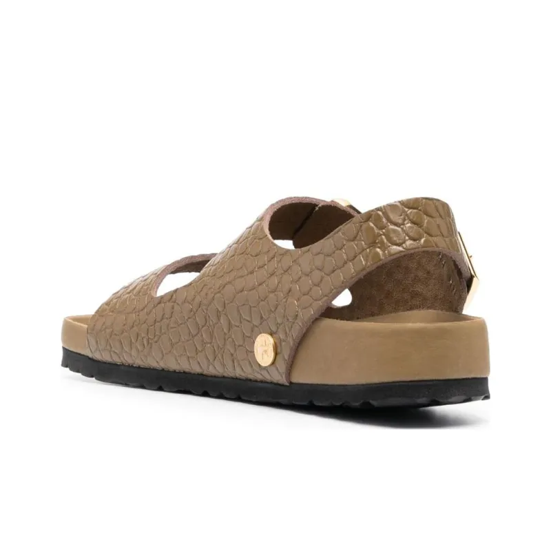 Birkenstock Milano Embossed Leather Narrow Fit Sandals 'Emboss Mud Green' Women's-3