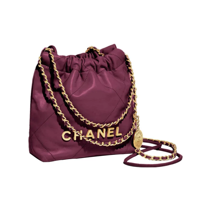 CHANEL 22Bag Calfskin Bucket Bag, Shoulder Bag, Crossbody Bag Mini Women's Fuchsia-1