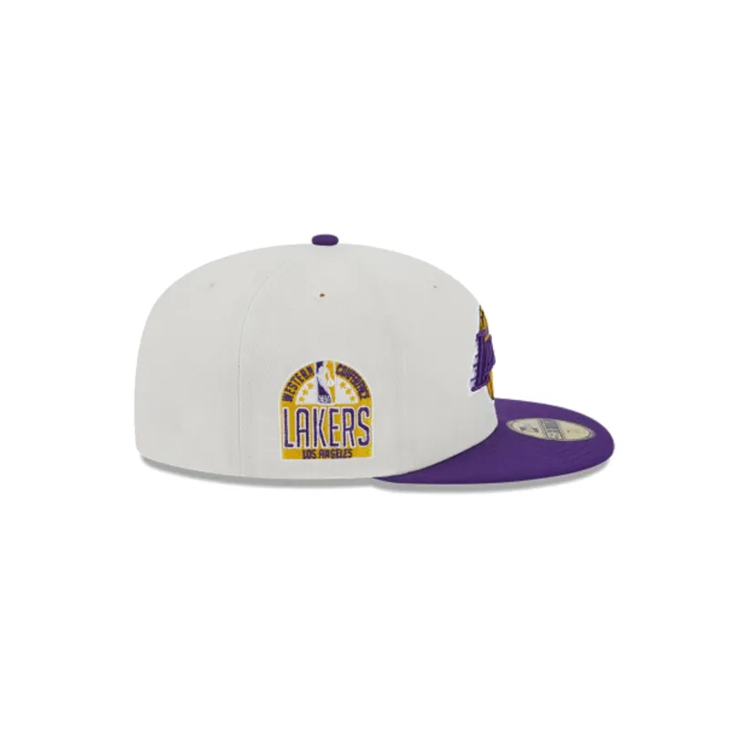 Nba Los Angeles Lakers New Era Victory Grove Vintage Sidepatch Sneaker 59Fifty Fitted Hat-5