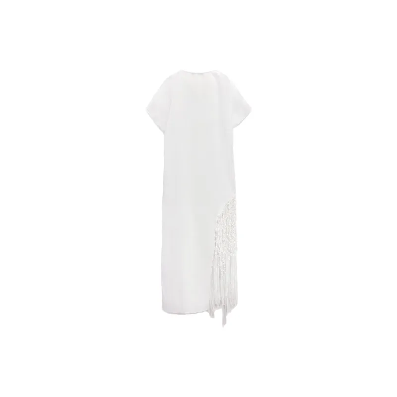 ZARA Short-Sleeved Dresses Women's White-1