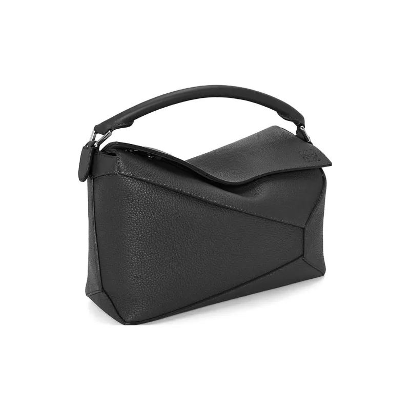LOEWE Puzzle Grained Calfskin Handbag, Shoulder Bag, Crossbody Bag Regular Men's Black-2