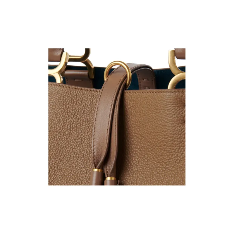 Chloe Marcie Grain Calfskin Tote Bag, Shopping Bag, Shoulder Bag, Handbag Small Size Women's Brown-2