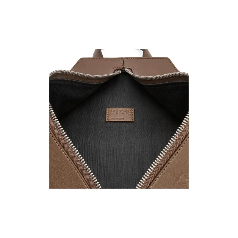 LOEWE Cow Leather With Textile Backpack Regular Men's Winter Brown-4