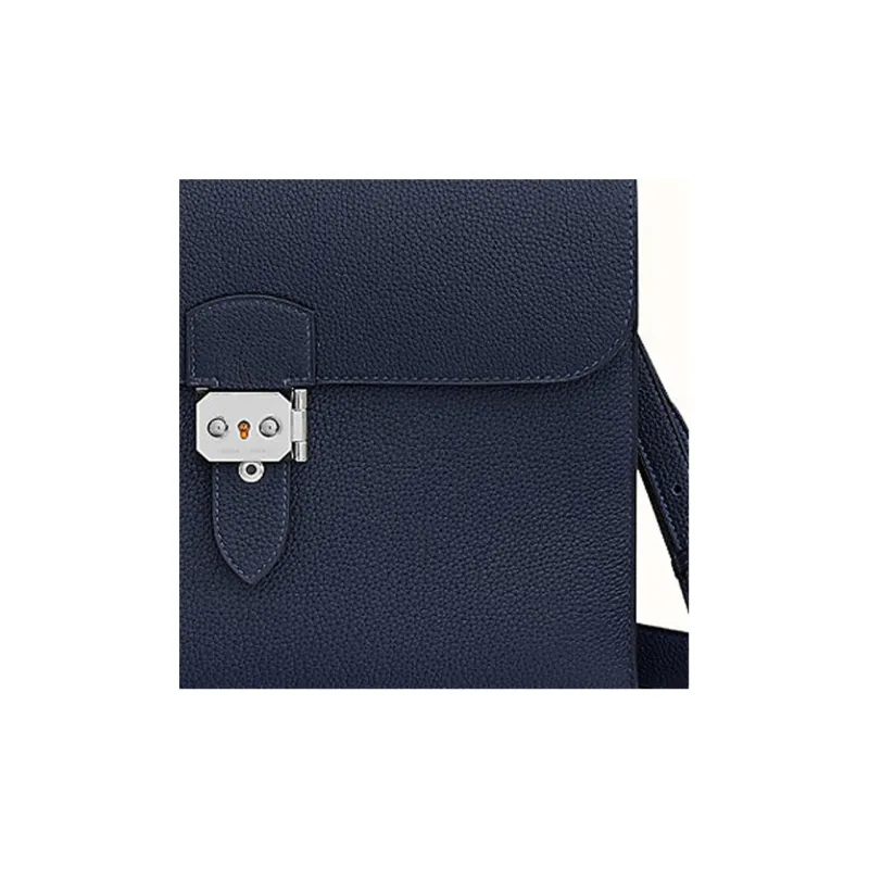 HERMES Sac A Depeches Togo Calfskin Courier Bag Shoulder Bag Crossbody Bag Regular Men's 2Z Bleu Nuit Midnight Blue-4