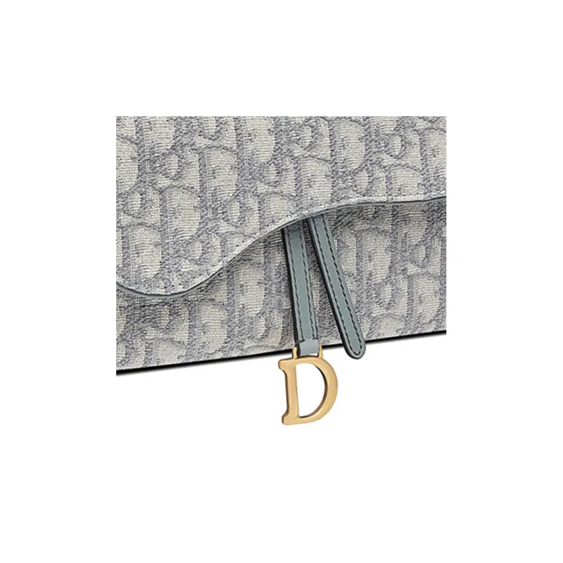 DIOR Saddle Fabric Combo Bag With Card Holder 2 in 1 WOC Wallet One Shoulder Handheld Handbag Regular Women's Gray-5