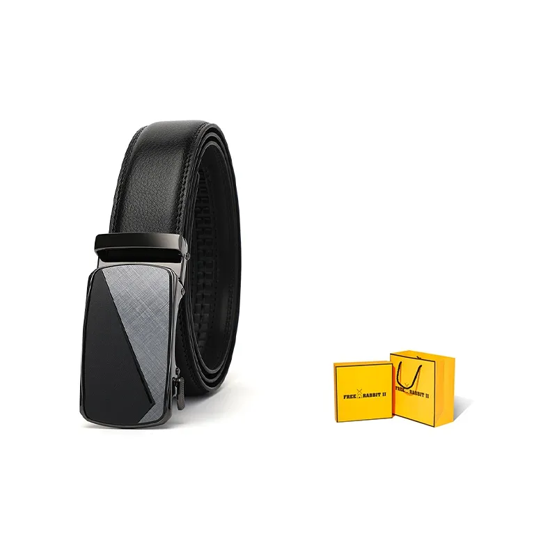 FREE RABBITⅡ Alloy Buckle Genuine Leather Automatic Buckle Leather Belts Men's 3.5cm-0