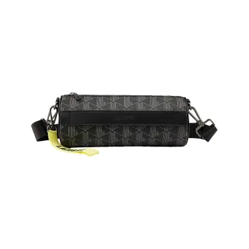 LACOSTE PVC Shoulder Bag, Crossbody Bag Regular Men's Black