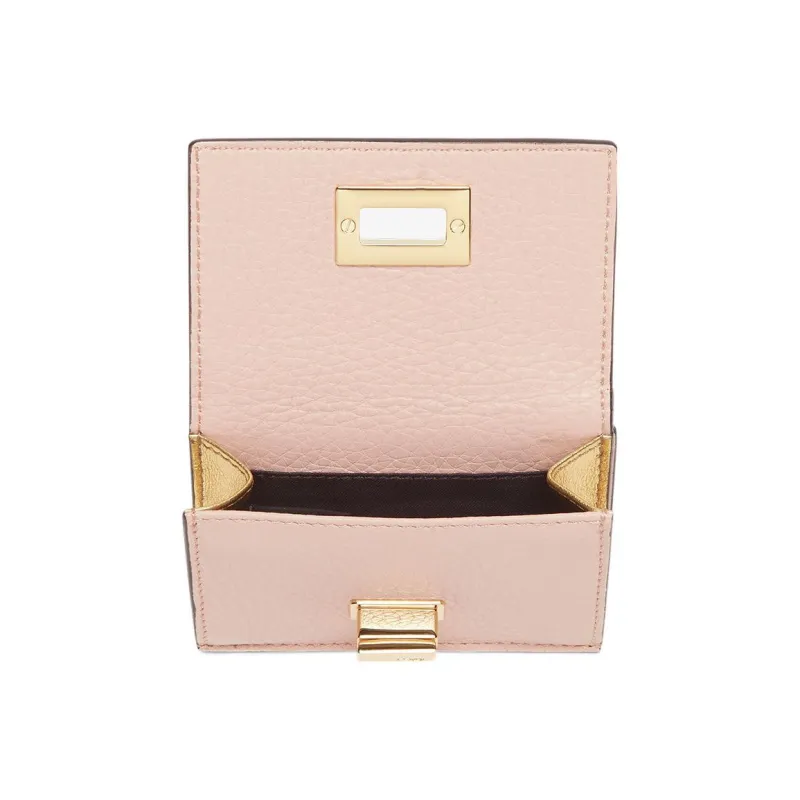 FENDI Peekaboo Leather Money Clip Card Holder Wallet Women's Pink-3