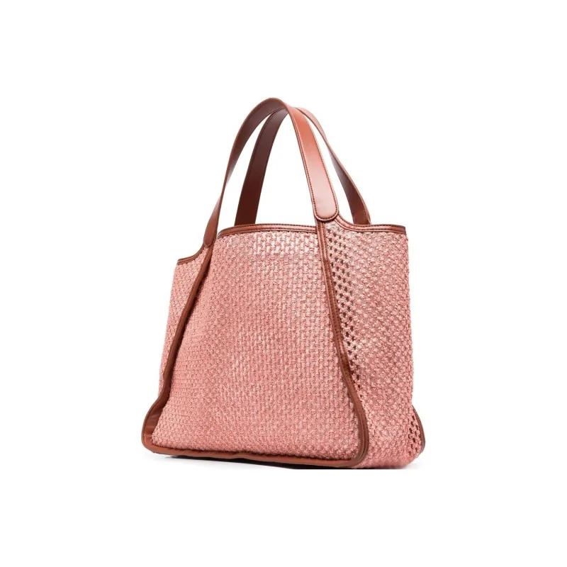 Stella McCartney Logo Embroidered Raffia Tote Bag-3