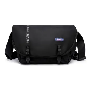 FAIRWHALE Nylon Fabric Messenger Bag Shoulder Bag Crossbody Bag Fanny Pack Regular Unisex Black/White