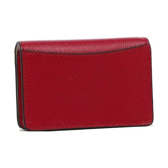 Furla Textured Leather Business Card Holder Wallet Small Size Women's Red-2