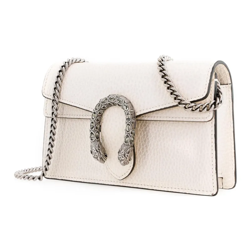GUCCI Dionysus Leather Chain Bag Flap Bag Shoulder Bag Crossbody Bag Extra Mini Women's White-1