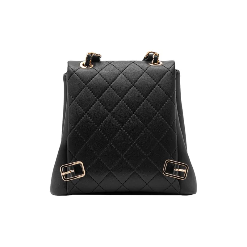 VANESSA HOGAN Cow Leather Chain Backpack Medium Size Women's Black-2