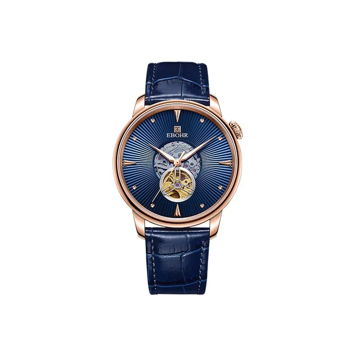 EBOHR EBOHR Master Collection Mechanical Movement Leather Watch Bands Watch Men's Watches Blue Dial 20233336-0